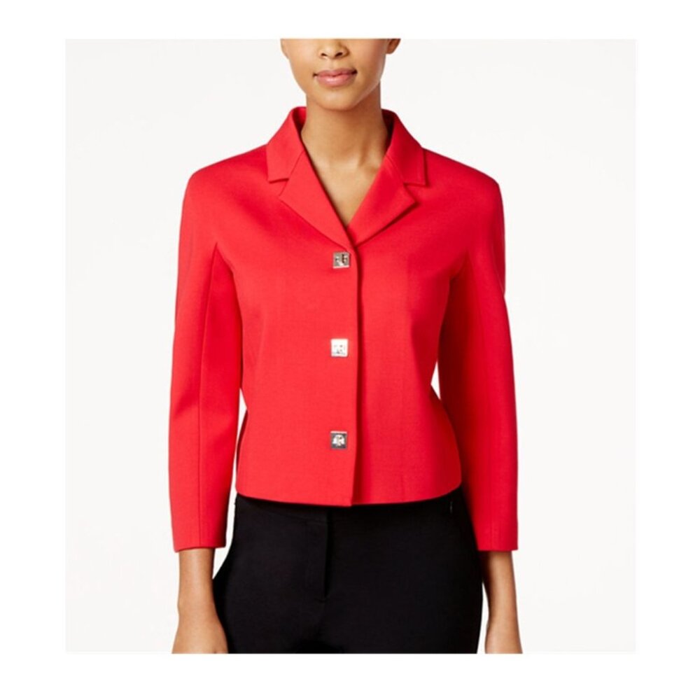 Tommy Hilfiger Red Turnlock Cropped Blazer
